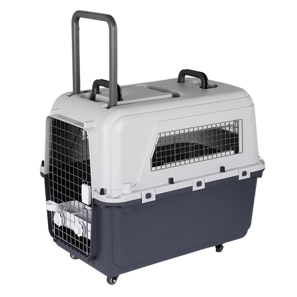 Cats Pet Travel Carrier Length 33in/Width 21.6in/Height 25.2in with Handle & Metal Door Pet Carrier & Crate for Puppies Kittens