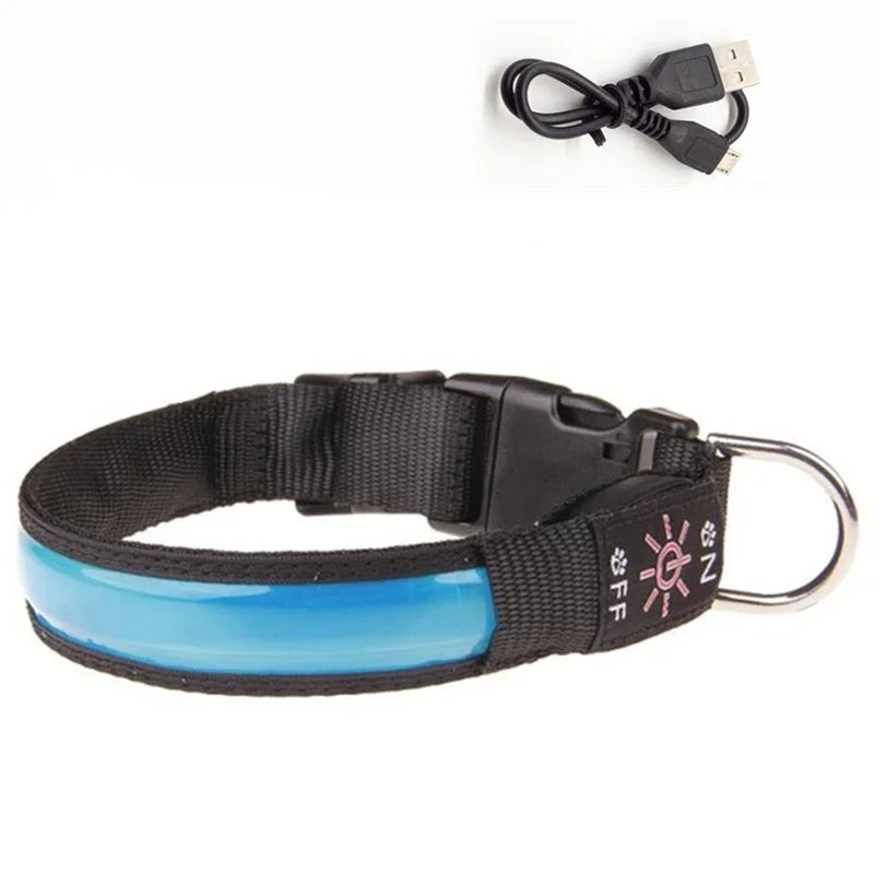 NONECN LED Glowing Dog Collar Adjustable USB Charging Nightlight