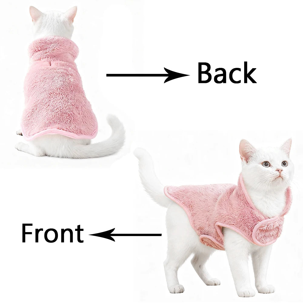 Adjustable Reversible Kitten Coat Jacket Soft Fleece For Small Cats Winter Warm