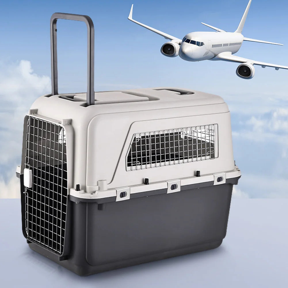 Cats Pet Travel Carrier Length 33in/Width 21.6in/Height 25.2in with Handle & Metal Door Pet Carrier & Crate for Puppies Kittens