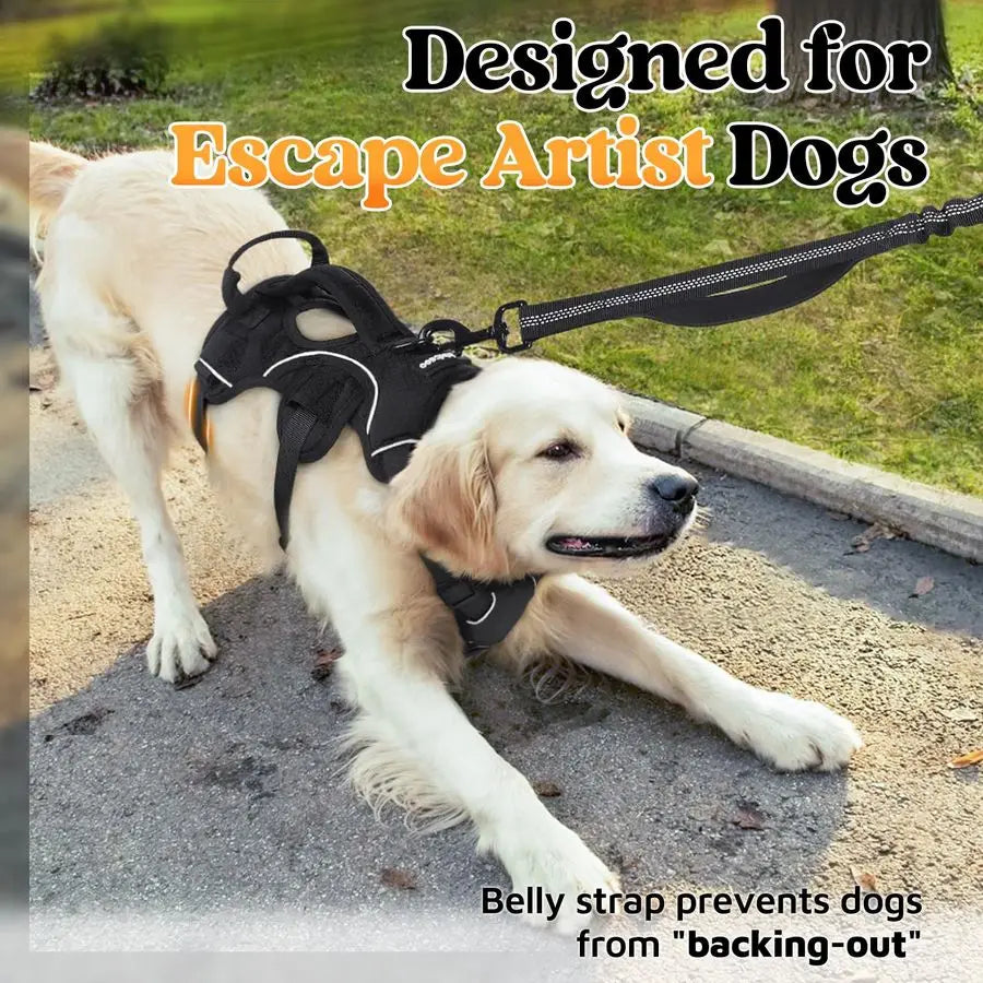 Escape Proof Dog Harness, Soft Padded Full Body Pet Harness, Reflective Adjustable No Pull Vest with Lift Handle and Leash Clip