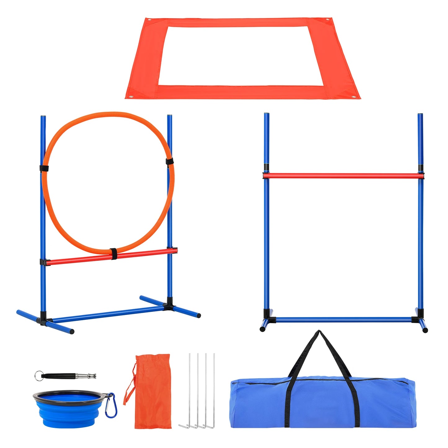 SucceBuy Dog Agility Training Equipment 4 Piece Set Hurdles Poles