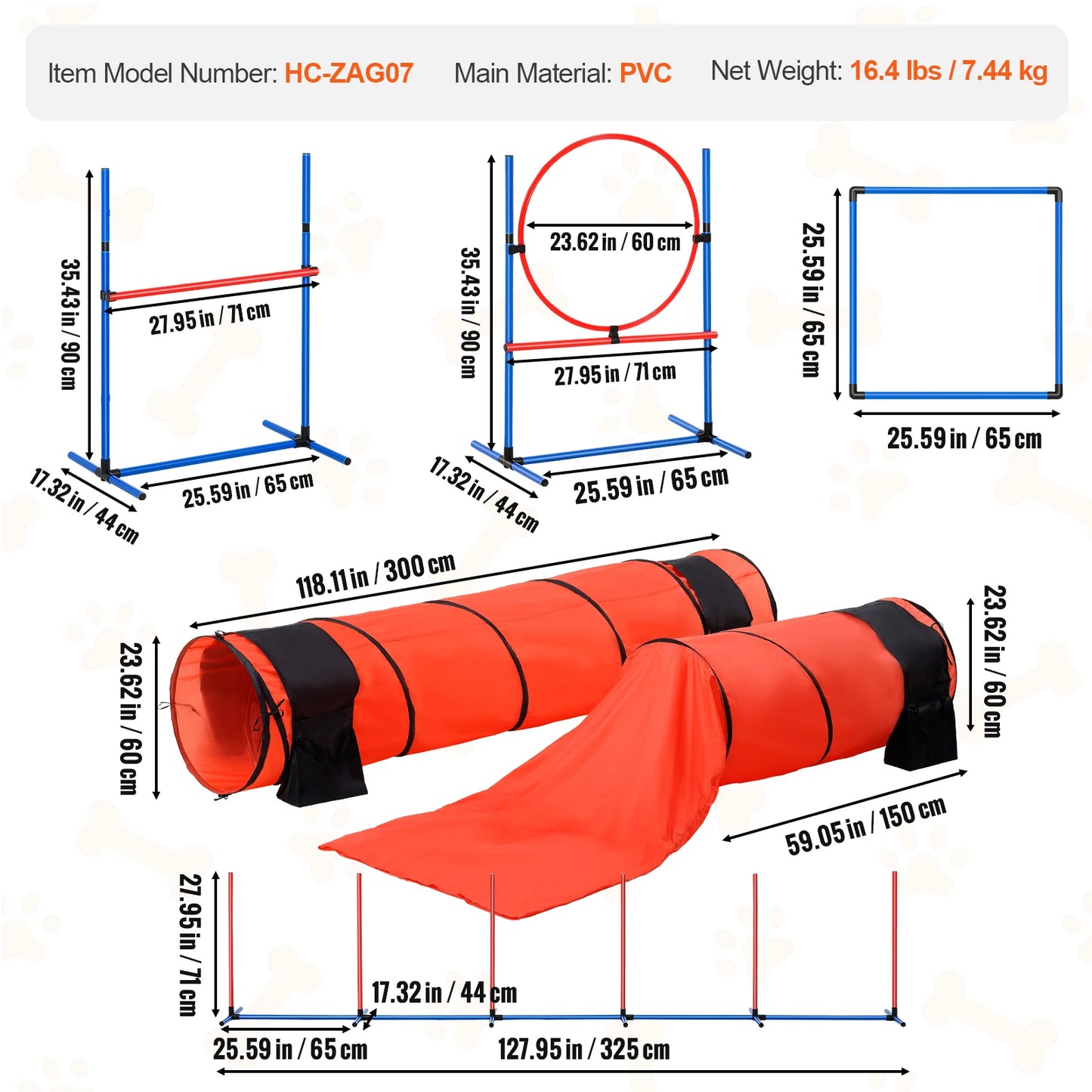 SucceBuy Dog Agility Training Equipment 4 Piece Set Hurdles Poles