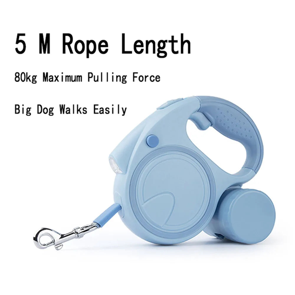 Retractable Dog Leash With LED Lights Nylon Belt Durable