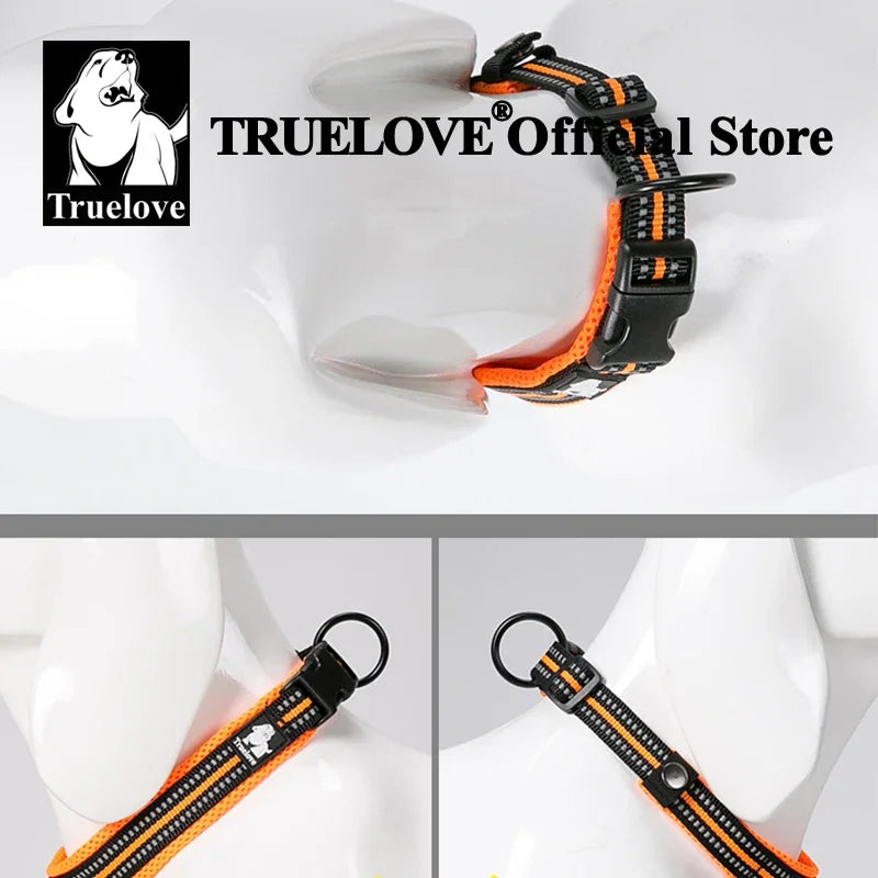 TRUELOVECN Truelove Nylon Adjustable Dog Collar Padded Reflective Heavy Duty