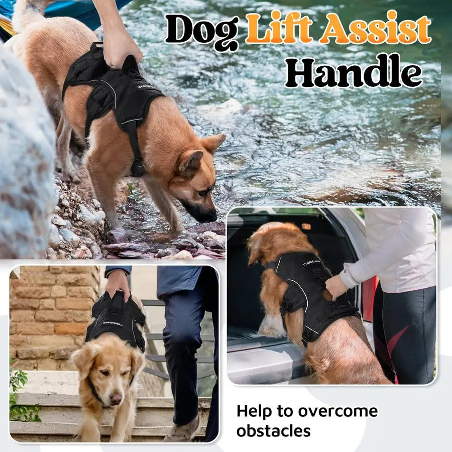 Escape Proof Dog Harness, Soft Padded Full Body Pet Harness, Reflective Adjustable No Pull Vest with Lift Handle and Leash Clip