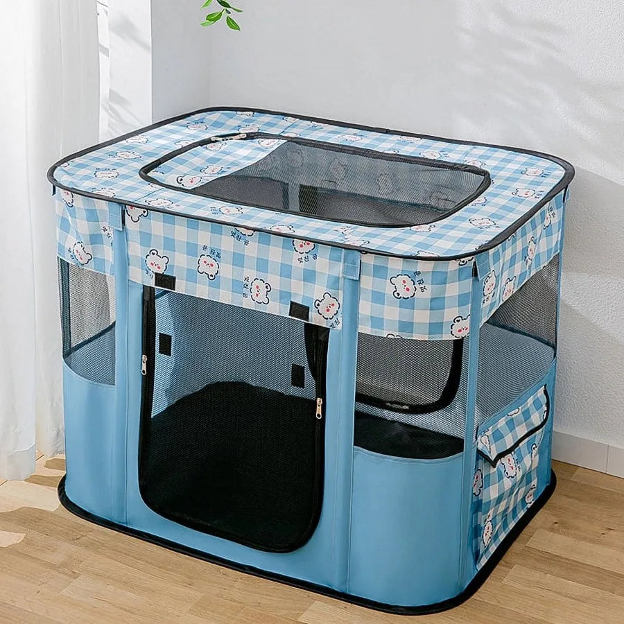Collapsible Dog Crate Portable Cat Cage Pet Delivery Room Suitable for Dogs Cats Rabbits Pets ZBH Blule