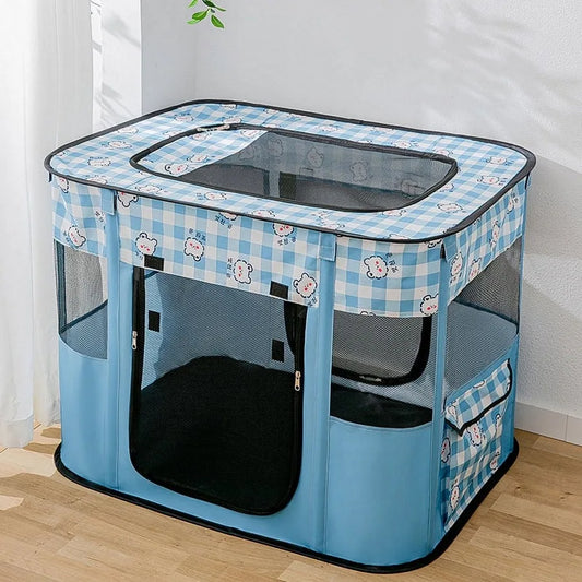 Collapsible Dog Crate Portable Cat Cage Pet Delivery Room Suitable for Dogs Cats Rabbits Pets ZBH Blule