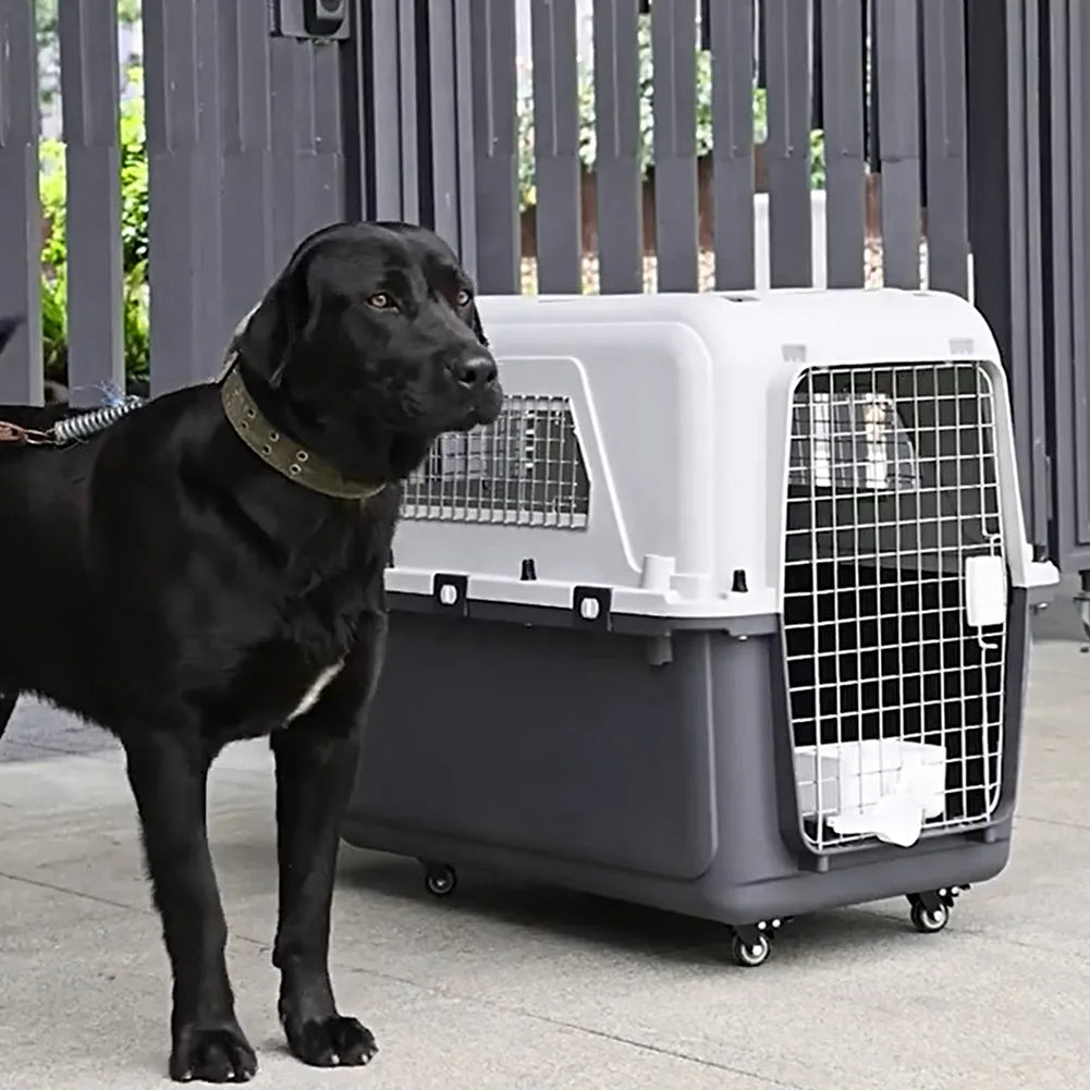 Cats Pet Travel Carrier Length 33in/Width 21.6in/Height 25.2in with Handle & Metal Door Pet Carrier & Crate for Puppies Kittens