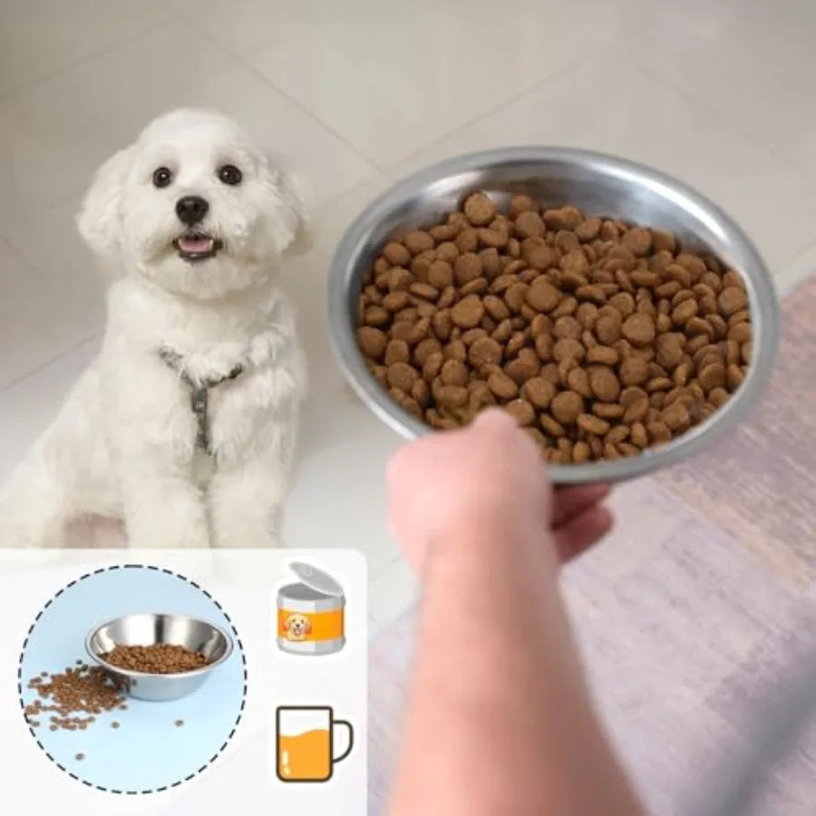 2 Pack 5.5" Metal Cat and Dog Small Bowls Stainless Steel Pet Bowls Set, Replacement Dog Food Bowl for Food and Water for Small