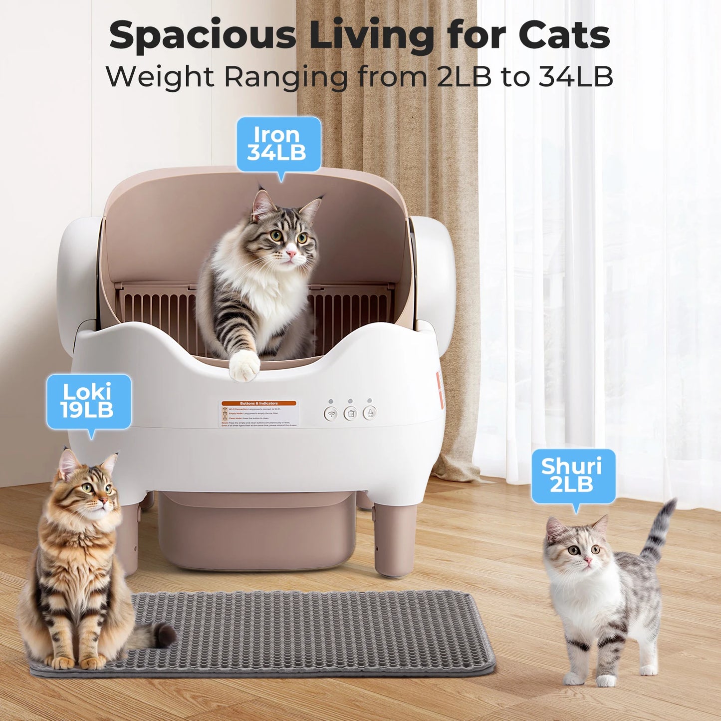 Lunapurr Automatic Self Cleaning Cat Litter Box With App