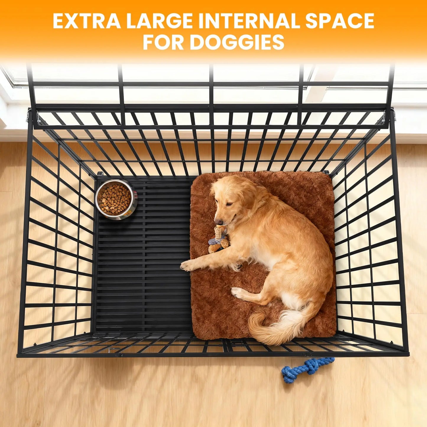 HiMISS Heavy Duty Escape Proof Metal Dog Crate 3 Doors
