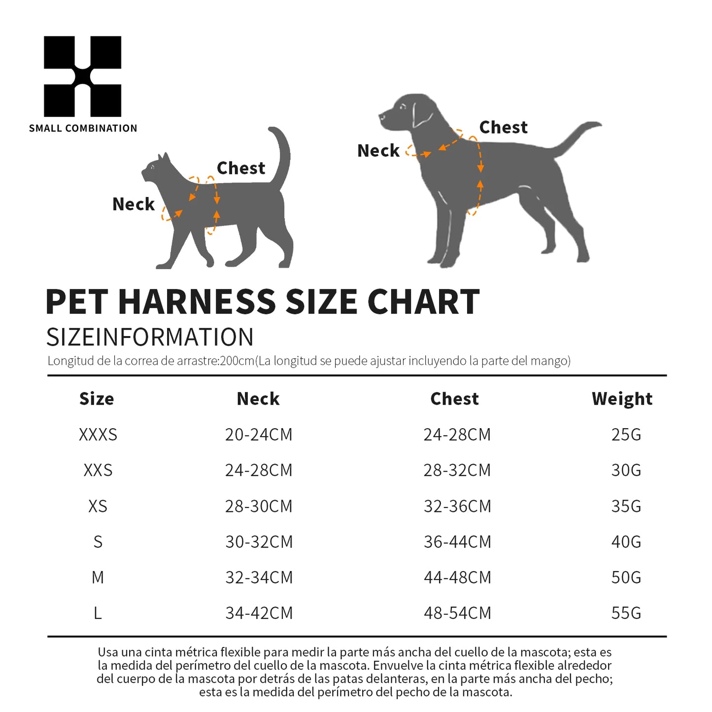 Small Combination Dog Harness Leash Set Reflective Adjustable