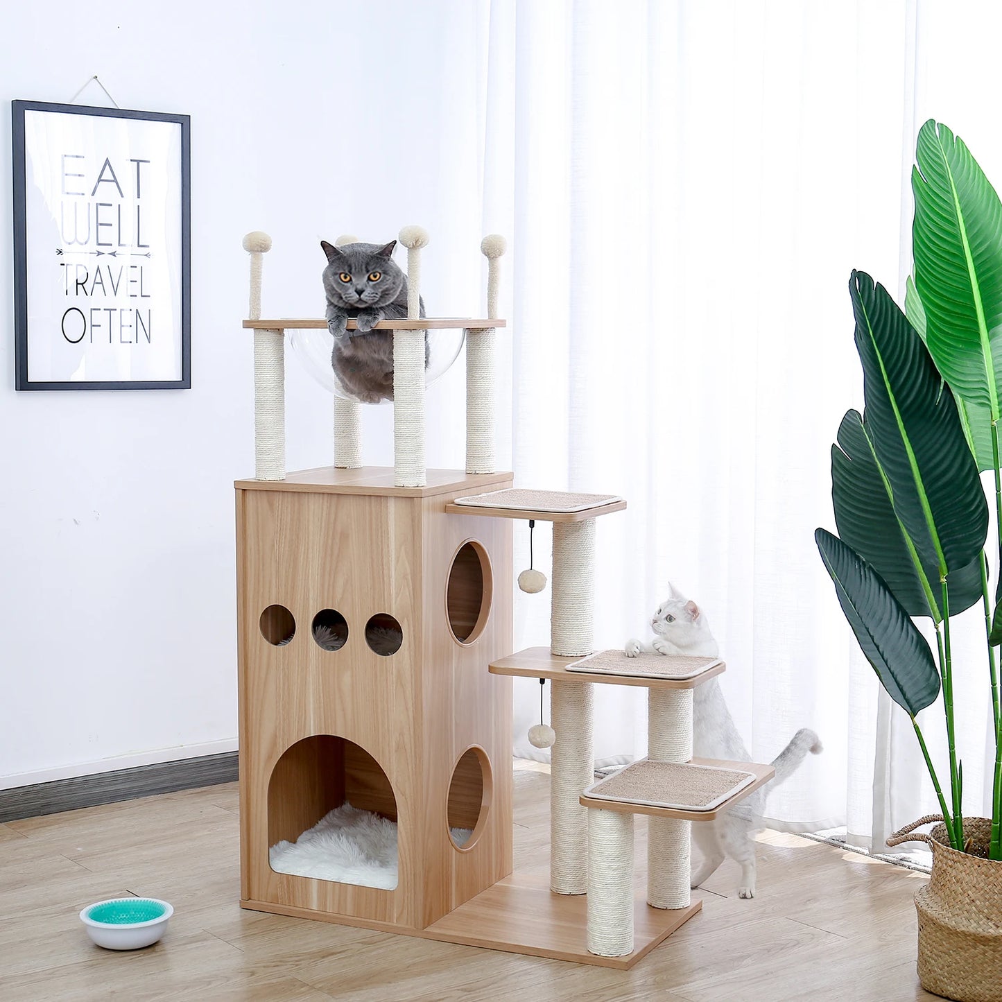 PAWZ Road Multi Level Cat Tree Indoor Wood Tower with Scratching Posts