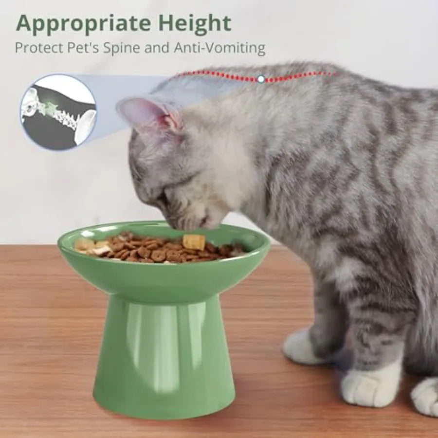Elevated Cat Bowls, Raised Cat Bowl for Indoor Cats, Set of 2 Prevent Whisker Fatigue Pet Food Water Small Dog Feeding Bowl, An