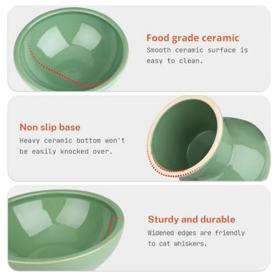 Elevated Cat Bowls, Raised Cat Bowl for Indoor Cats, Set of 2 Prevent Whisker Fatigue Pet Food Water Small Dog Feeding Bowl, An