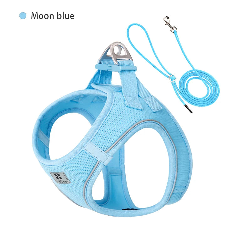 Small Combination Dog Harness Leash Set Reflective Adjustable