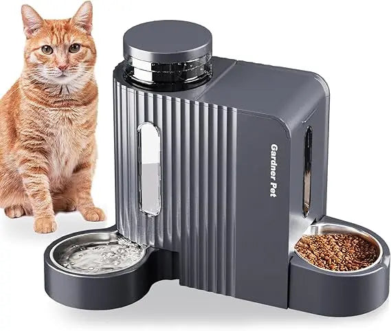 Automatic Gravity Cat Food Feeder and Water Dispenser for Pets