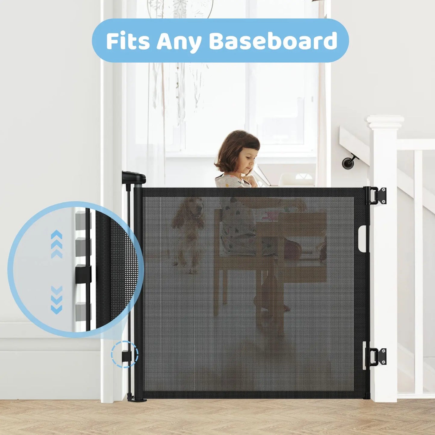 Retractable Pet Gate for Dogs and Cats Indoor Staircase Fence