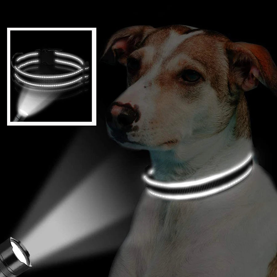 Reflective Dog Collar Soft Padded Breathable Safety Stripes Adjustable Cute Puppy Pet Necklace for Small Medium Large Dog