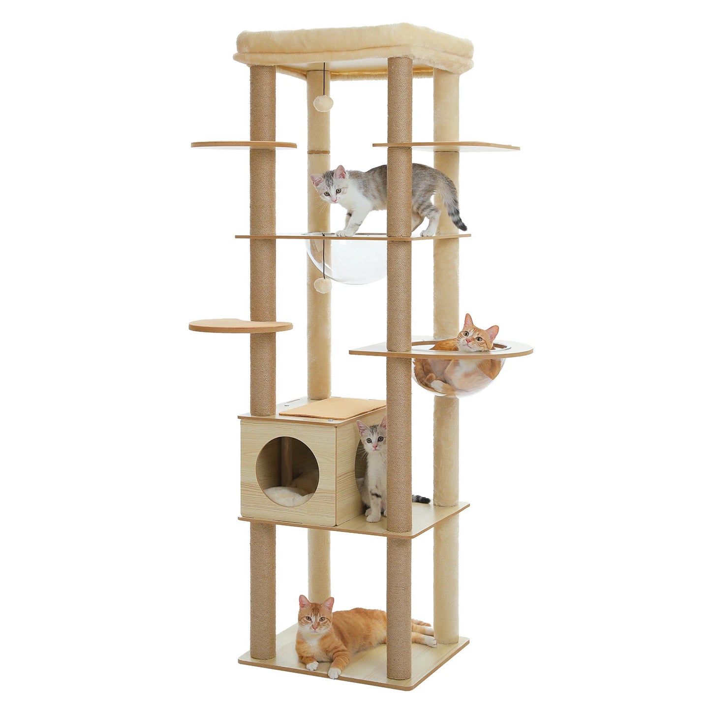PAWZ Road Multi Level Cat Tree Indoor Wood Tower with Scratching Posts