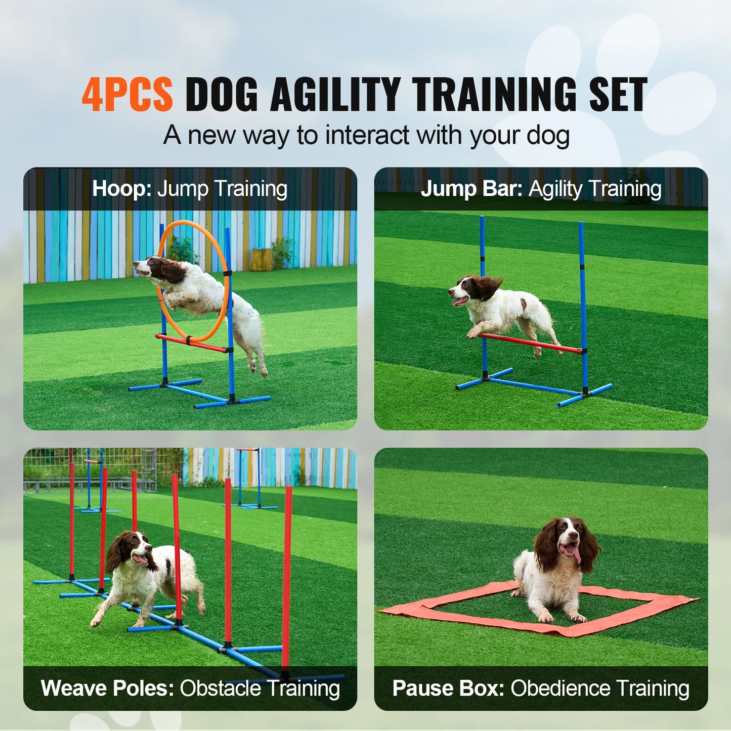 SucceBuy Dog Agility Training Equipment 4 Piece Set Hurdles Poles