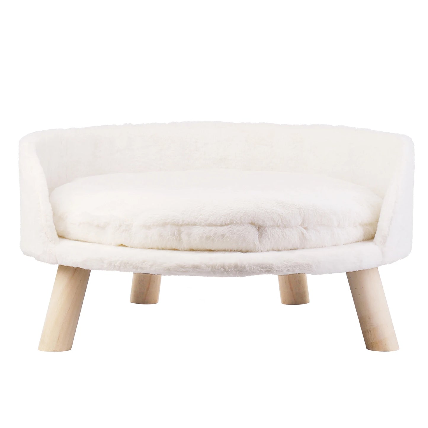 Luxury Soft Cat Bed Warm Plush Fabric Pet Nesting Chair Bed Washable Couch Wood Legs with Cushion Pad  for Small Pets