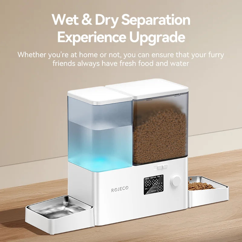 ROJECO 2in1 Automatic Pet Feeder and Gravity Water Fountain