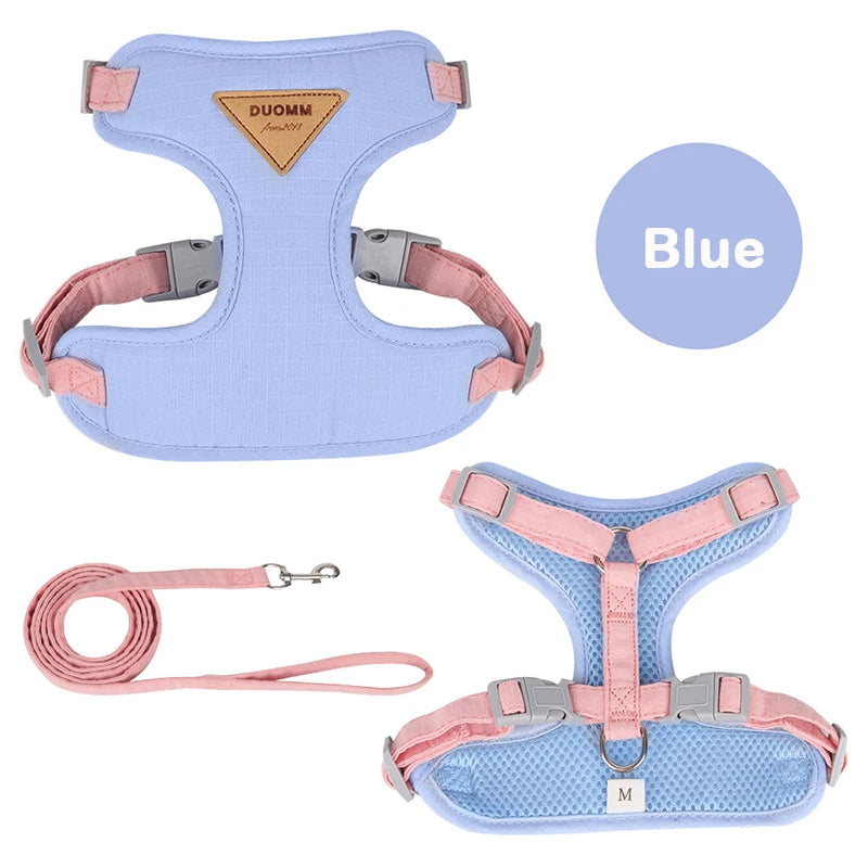 Puppy Harness and Leash Set, Breathable Pet Harness for Small and Medium-Sized Dogs and Cats, French Bulldog