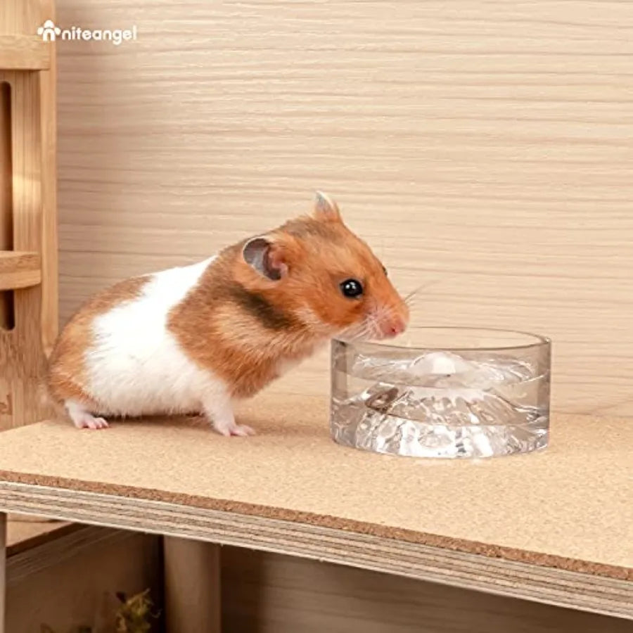 Hamster Feeding and Water Bowls- Mount Fuji Series Glass Drinking Bowls for Dwarf Syrian Hamsters Gerbils Mice Rats or Other Si