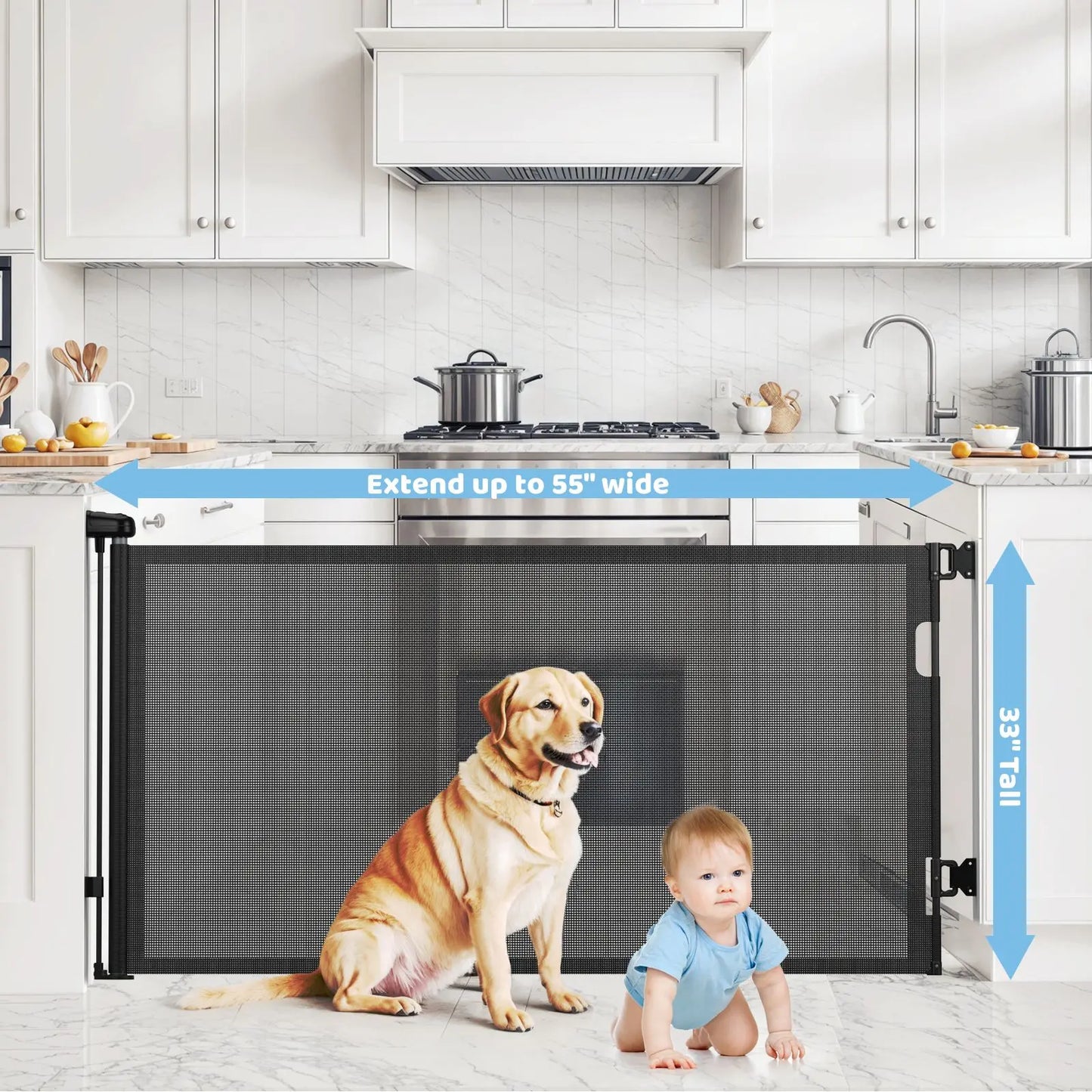 Retractable Pet Gate for Dogs and Cats Indoor Staircase Fence