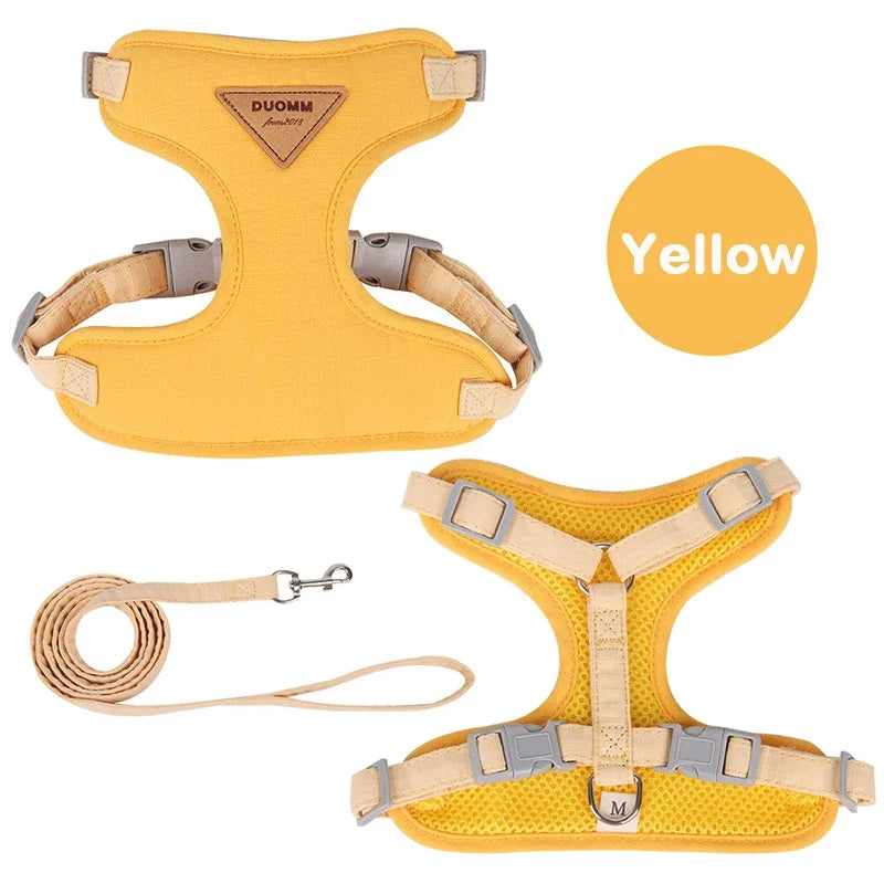 Puppy Harness and Leash Set, Breathable Pet Harness for Small and Medium-Sized Dogs and Cats, French Bulldog