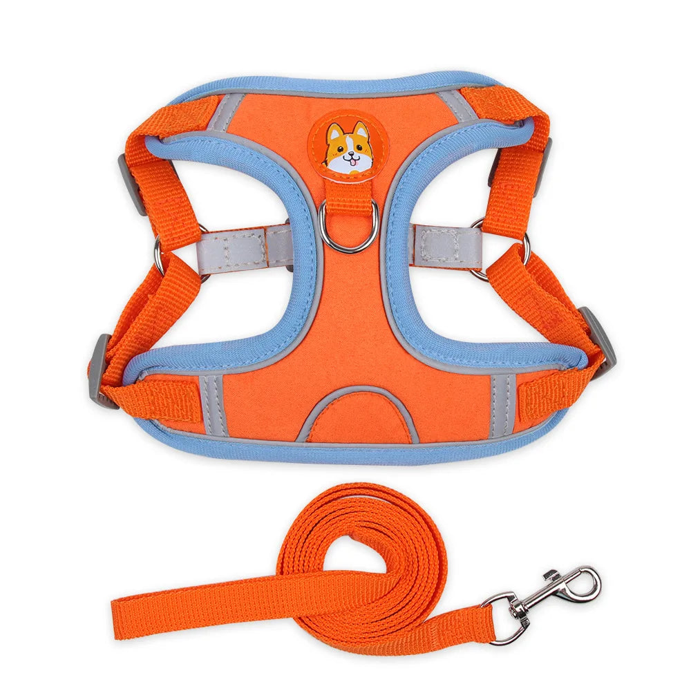 Reflective Dog Cat Harness Vest with Leash Breathable Mesh Padding Adjustable No Pull Pet Vest for Small Medium Dogs and Cats