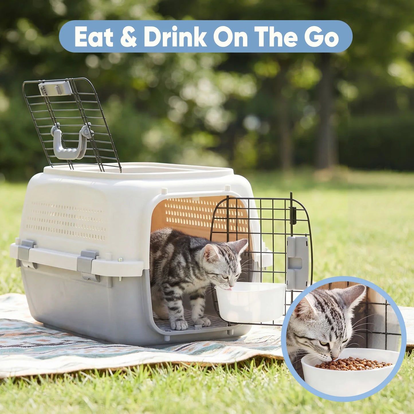 Dog Carrier Cat Carrier for Small/Medium Pets, TSA Airline Approved,Hard-Sided Dog & Cat Carrier, Small Pet Travel Crate with Ha