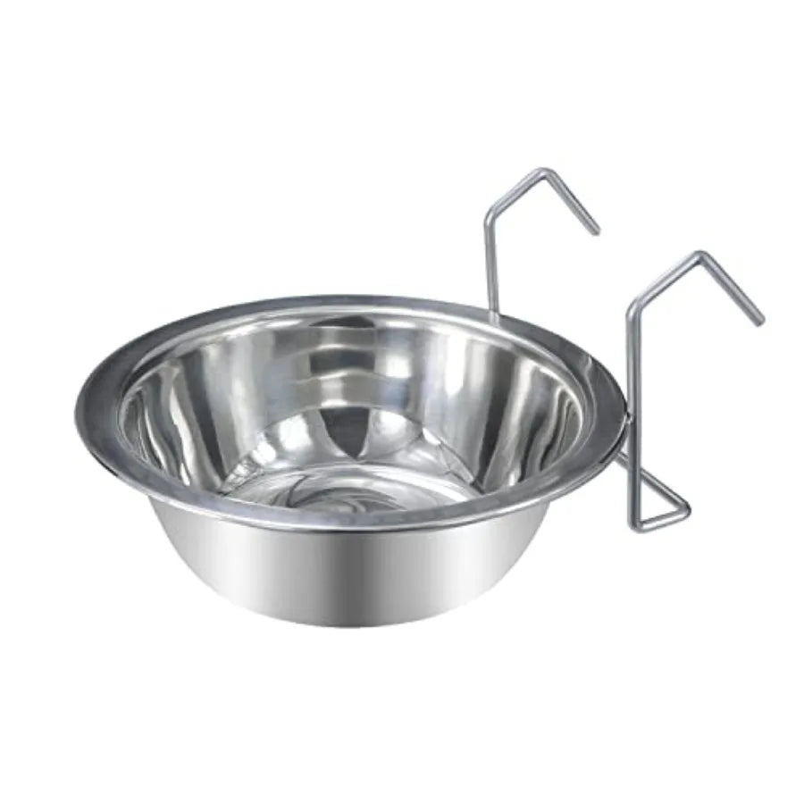 Pet Bowl Stainless Steel Hanging Food Water Bowls Bird Cage Feeder for Birds, Parrots, Small Sized Dogs and Cats M