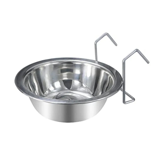 Pet Bowl Stainless Steel Hanging Food Water Bowls Bird Cage Feeder for Birds, Parrots, Small Sized Dogs and Cats M