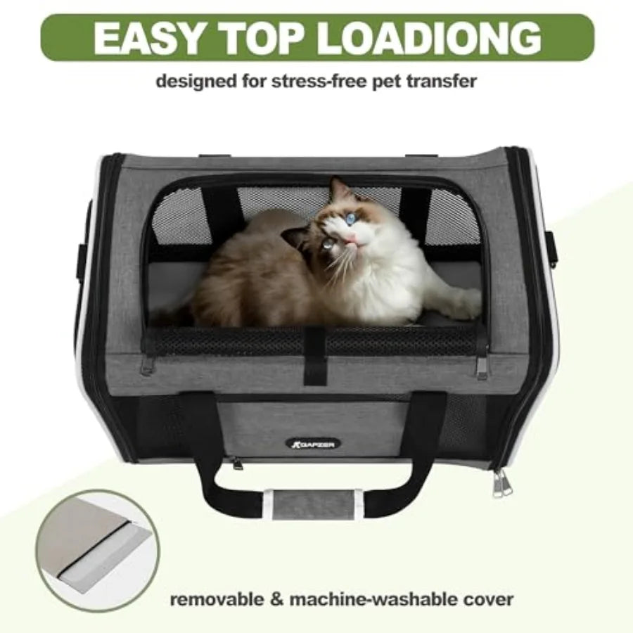 Cat Carrier 18x11x11 Top Load Soft Pet Travel Bag Over 15 lbs, Collapsible Small Dog Puppy Crate 10 Pounds, Small Animal Rabbit
