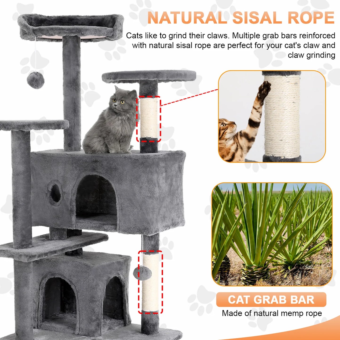 Four Level Cat Tree With Sisal Posts And Dangling Ball