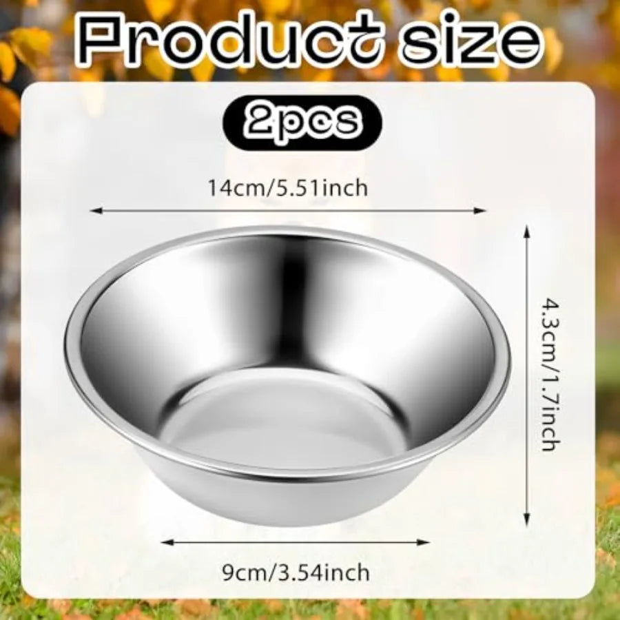 2 Pack 5.5" Metal Cat and Dog Small Bowls Stainless Steel Pet Bowls Set, Replacement Dog Food Bowl for Food and Water for Small