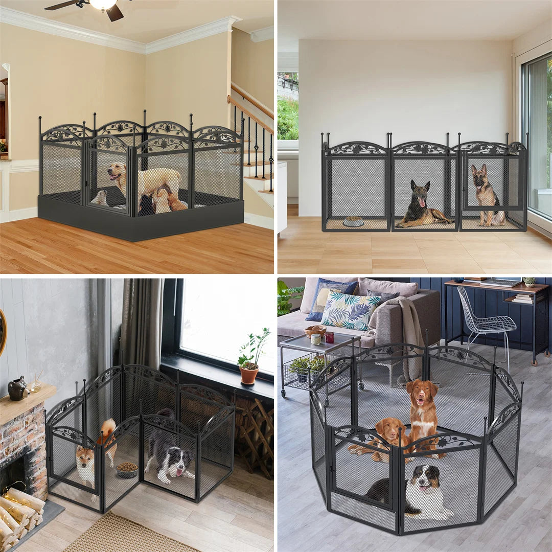 BINGOPAW Heavy Duty 8 Panel Dog Playpen Iron Fence Indoor Outdoor