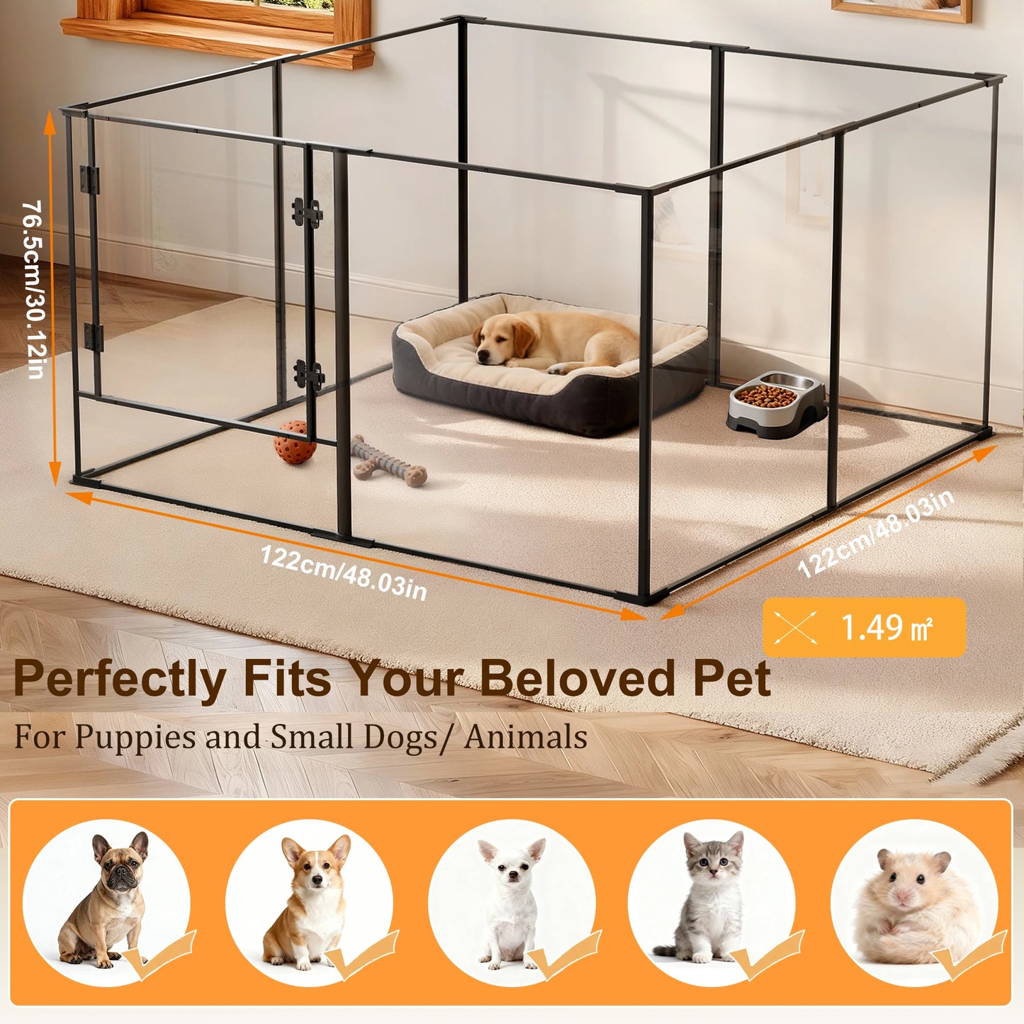 Bingopaw Heavy Duty Aluminum And Acrylic Pet Playpen