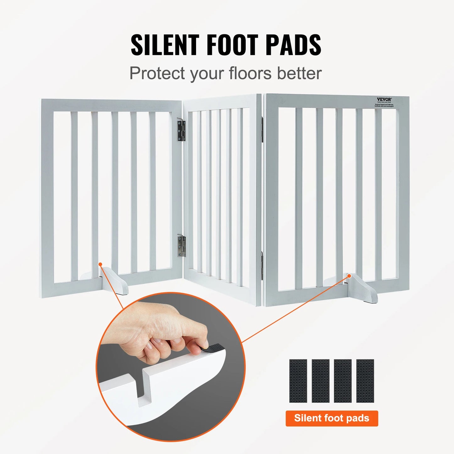 SucceBuy Free Standing Dog Gate Three Panels Foldable Narrow Passageways