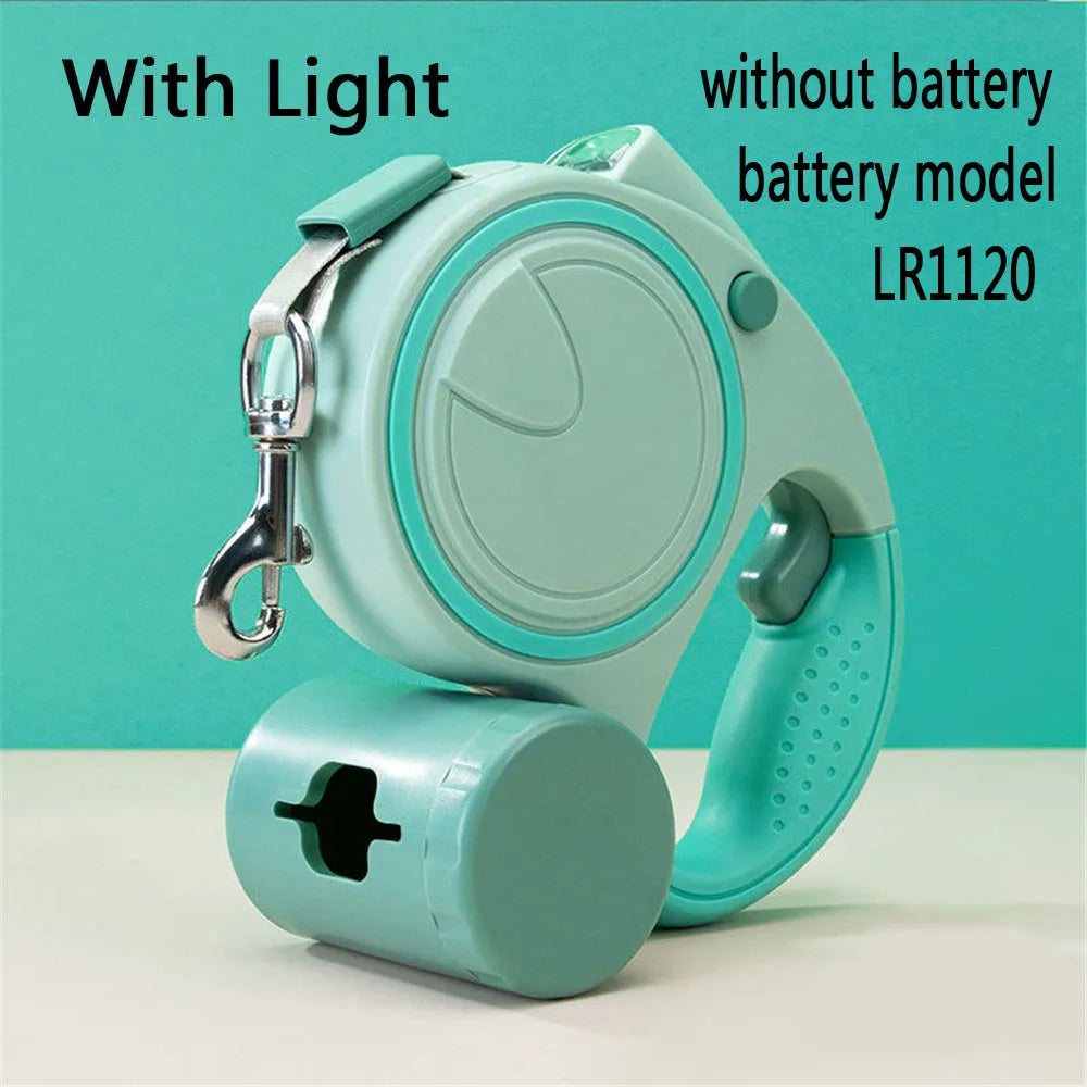 Retractable Dog Leash With LED Lights Nylon Belt Durable