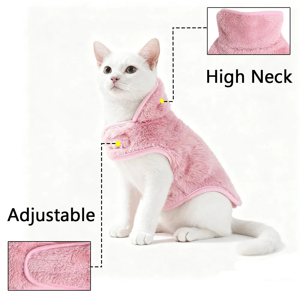 Adjustable Reversible Kitten Coat Jacket Soft Fleece For Small Cats Winter Warm