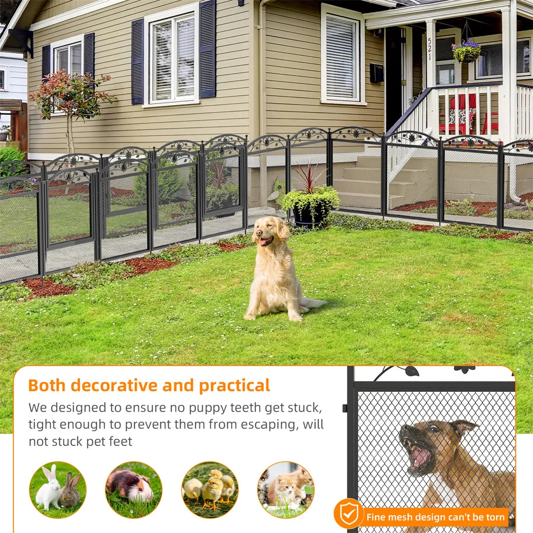 BINGOPAW Heavy Duty 8 Panel Dog Playpen Iron Fence Indoor Outdoor