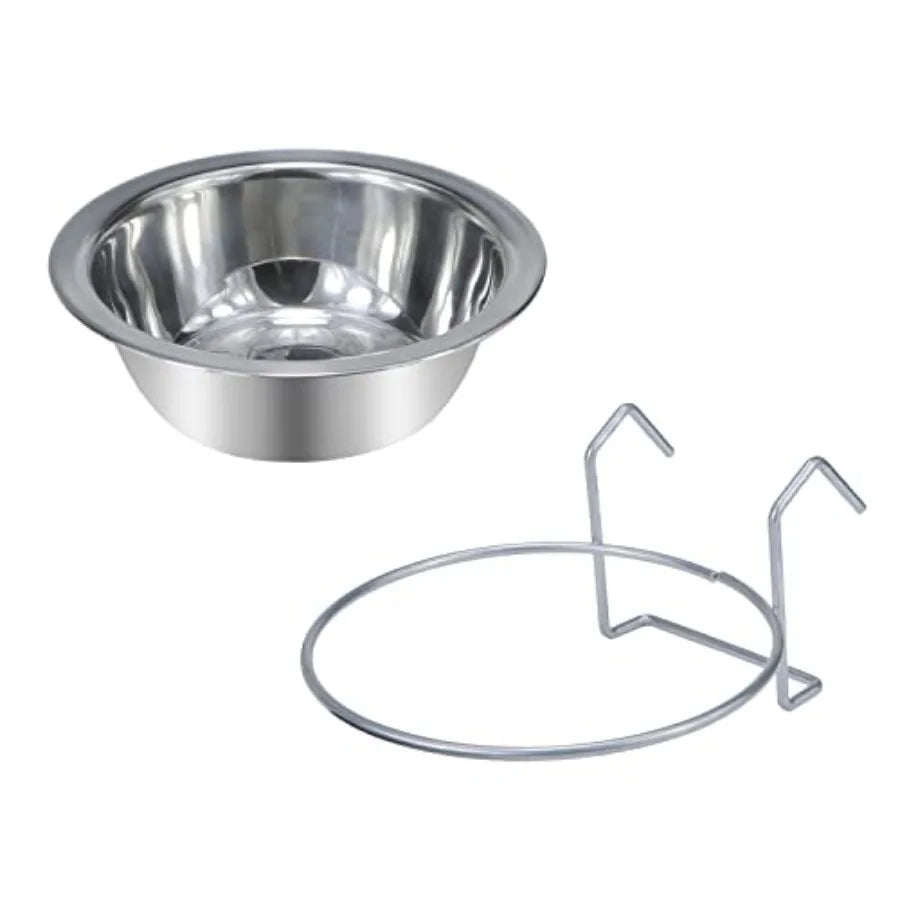 Pet Bowl Stainless Steel Hanging Food Water Bowls Bird Cage Feeder for Birds, Parrots, Small Sized Dogs and Cats M