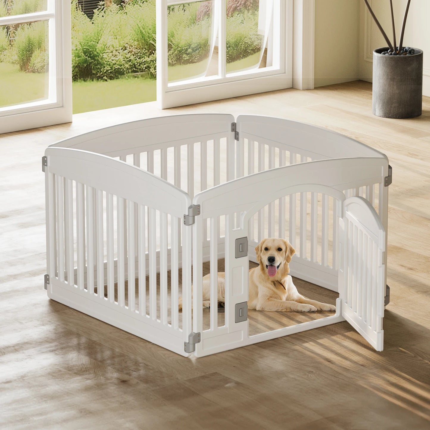 JHK Plastic Dog Playpen 6 Panel Expandable Fence
