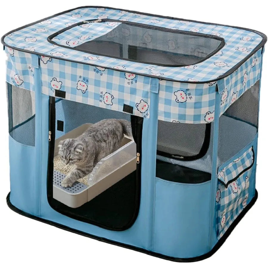 Collapsible Dog Crate Portable Cat Cage Pet Delivery Room Suitable for Dogs Cats Rabbits Pets ZBH Blule