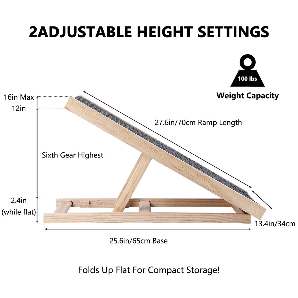 TWISTER.CK Dog Ramp Ladder Natural Pine Folding Anti Skid Lightweight