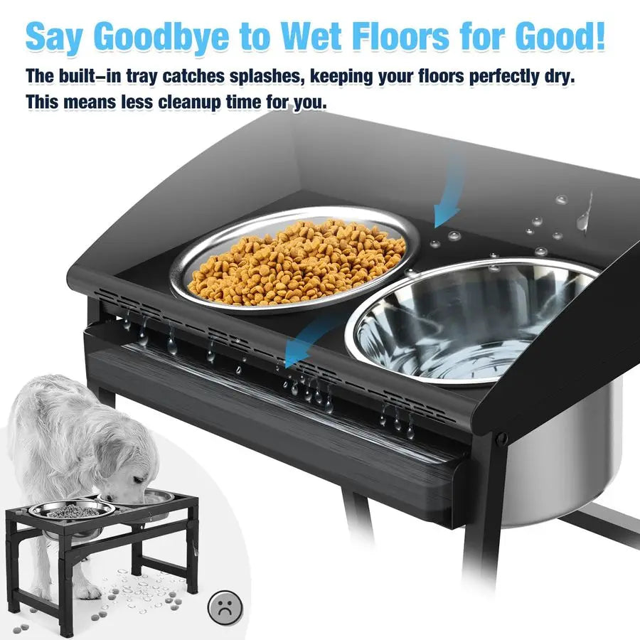 Tilted Elevated Dog Bowl Stand Stainless Steel For Large Breeds